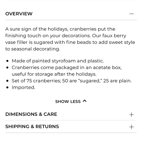 Pottery Barn Faux Sugared Cranberry Vase Filler - Picture 5 of 5